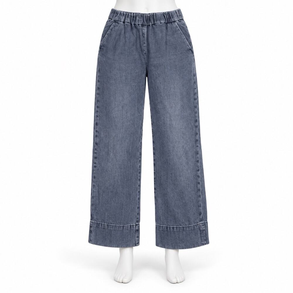 Everlane The Easy Jeans Womens Size 8 Blue Denim Organic Cotton Pull On Wide Leg